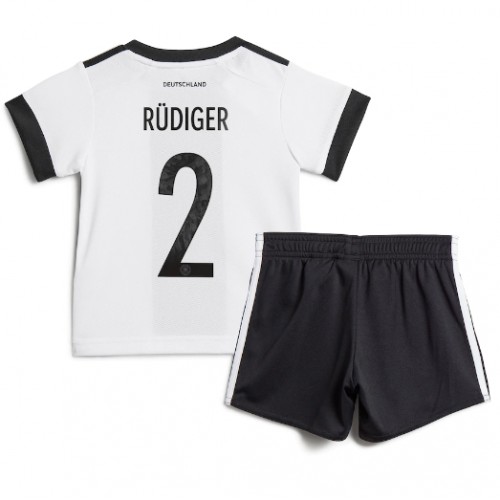 Tyskland Antonio Rudiger #2 Hemmaställ Barn VM 2022 Kortärmad (+ Korta byxor)